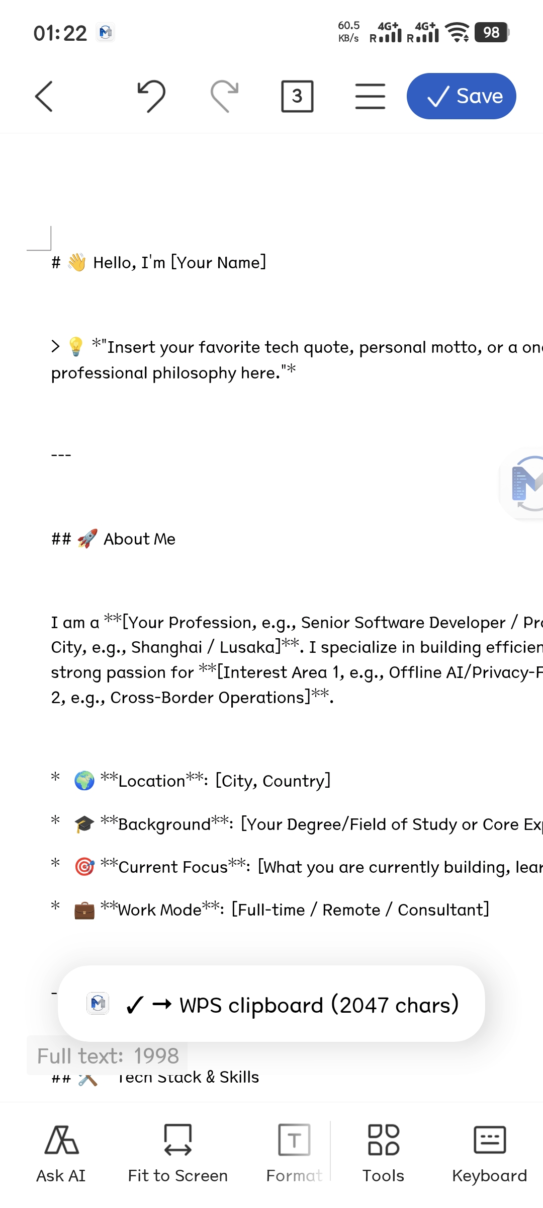 Markdown source